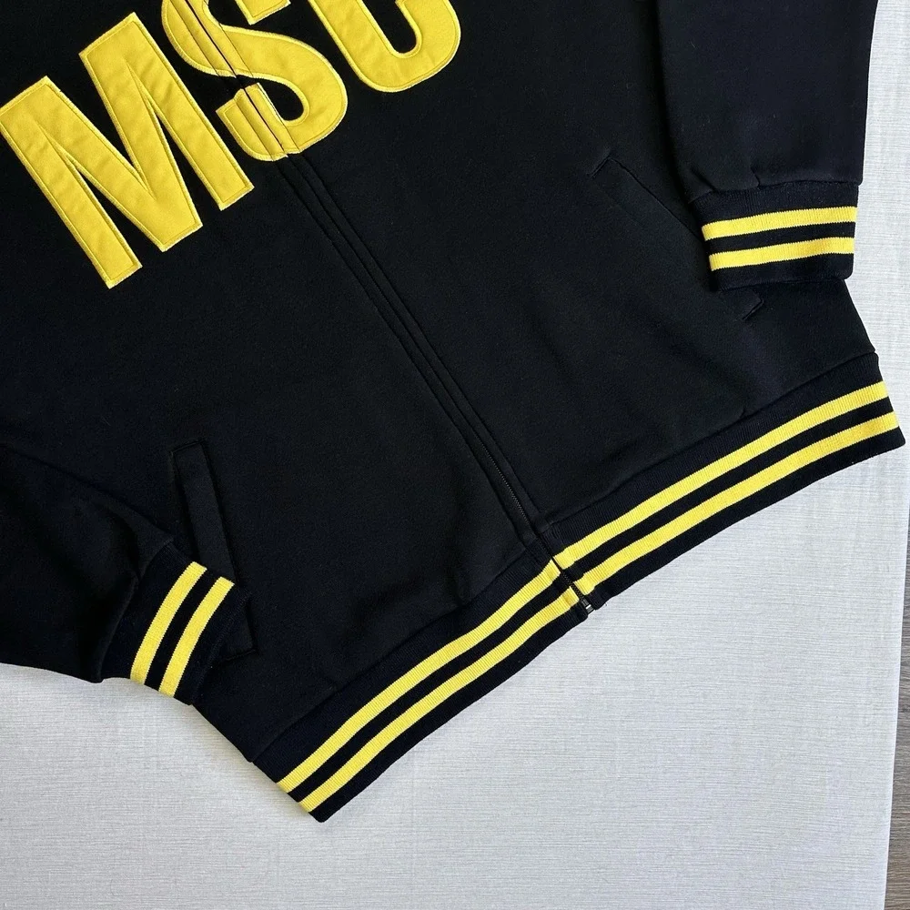 NWT MSC Cruise Ship Logo Jacket Men XL Black Yellow Varsity Full Zip Fleece Bee